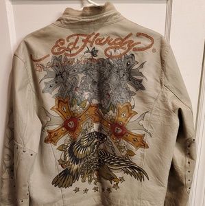 Ed Hardy Vintage leather moto jacket